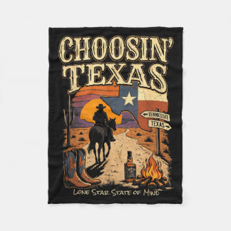 Choosin Texas Lone Star State of Mind Cowboy Fleece Blanket