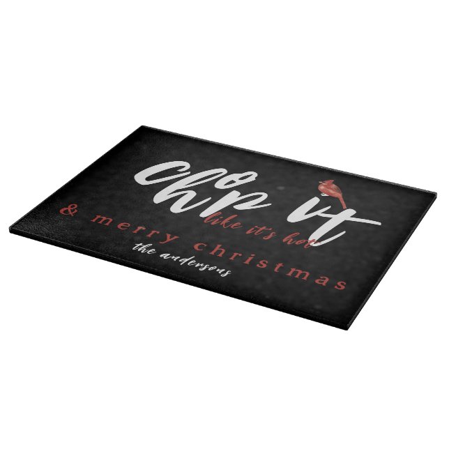 Chop it Like it's Hot Merry Christmas Black Cutting Board (Corner)