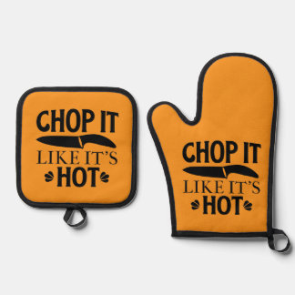 chop it like it's hot  oven mitt & pot holder set