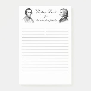 Chopin Liszt shopping list personalised Post-it Notes