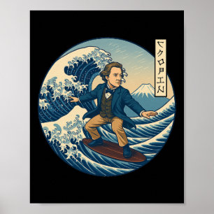 Chopins Clical Musician Ukiyo-e Surfing Katakana  Poster