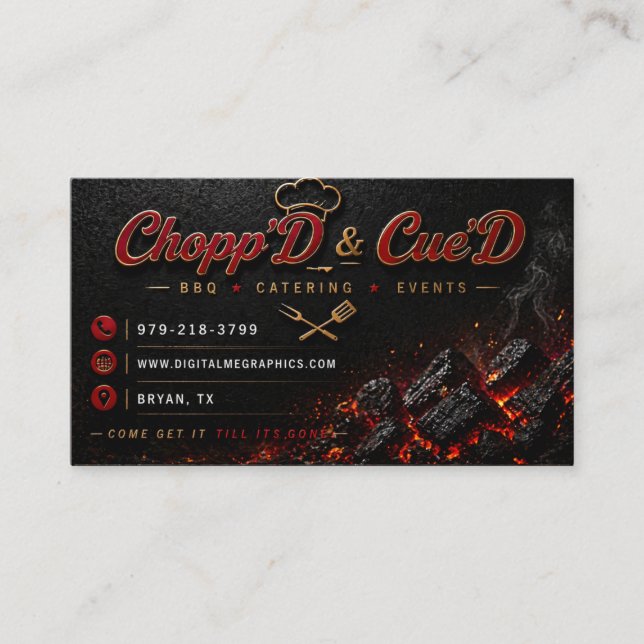 Chopp’D & Cue’D  Business Card Template (Front)