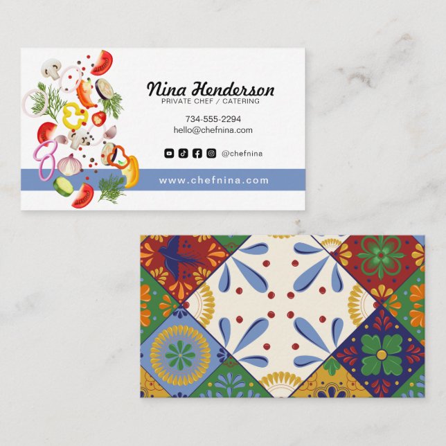 Chopped Vegetable Private Chef Catering Restaurant Business Card (Front/Back)