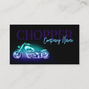 Chopper Bike Neon Light Simple Black Business Card
