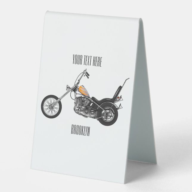 Chopper Motorcycle 1950 cartoon illustration (Front)