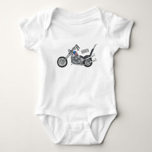 Chopper Motorcycle 1950 cartoon illustration  Baby Bodysuit