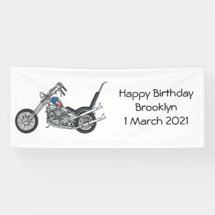 Chopper Motorcycle 1950 cartoon illustration Banner