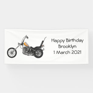 Chopper Motorcycle 1950 cartoon illustration Banner
