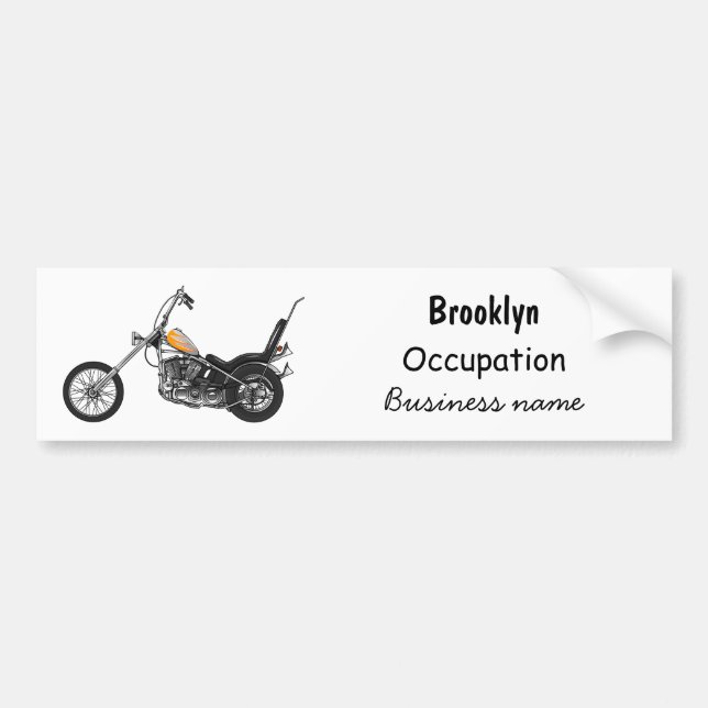 Chopper Motorcycle 1950 cartoon illustration Bumper Sticker (Front)