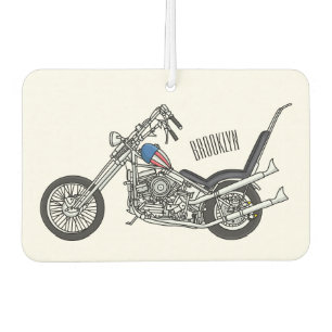 Chopper Motorcycle 1950 cartoon illustration Car Air Freshener