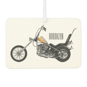 Chopper Motorcycle 1950 cartoon illustration Car Air Freshener