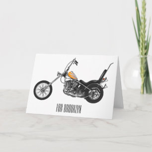 Chopper Motorcycle 1950 cartoon illustration Card