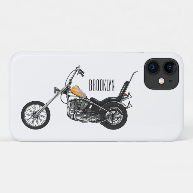 Chopper Motorcycle 1950 cartoon illustration Case-Mate iPhone Case (Back (Horizontal))