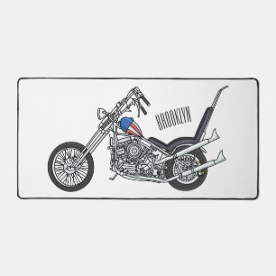 Chopper Motorcycle 1950 cartoon illustration Desk Mat