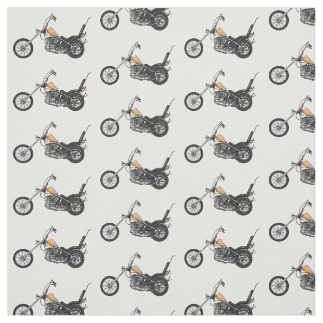 Chopper Motorcycle 1950 cartoon illustration Fabric (Swatch)