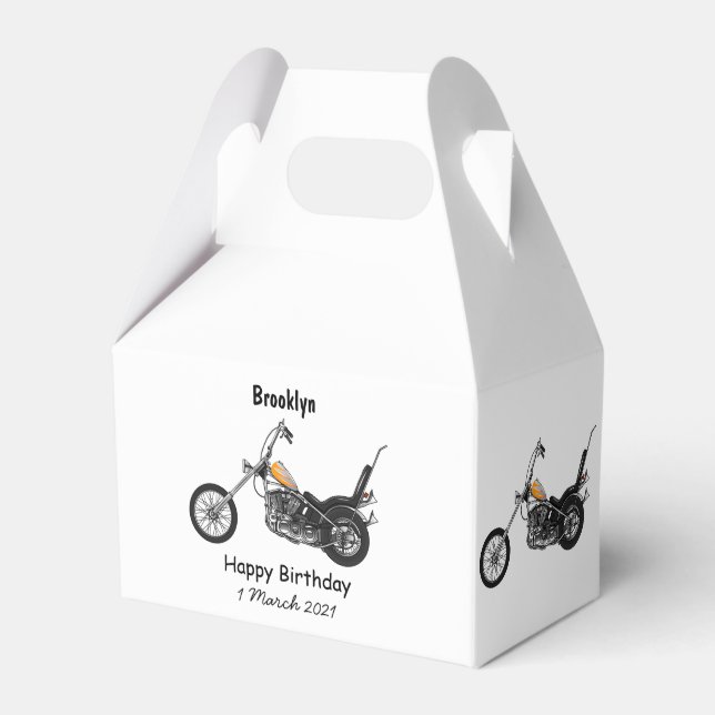 Chopper Motorcycle 1950 cartoon illustration Favour Box (Front Side)