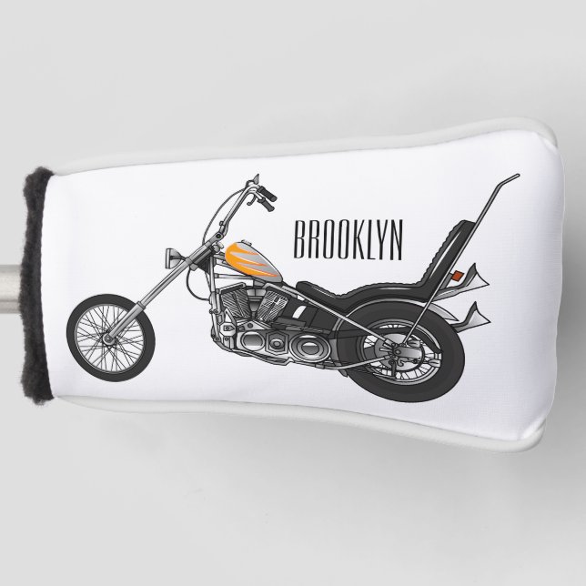 Chopper Motorcycle 1950 cartoon illustration Golf Head Cover (Front)