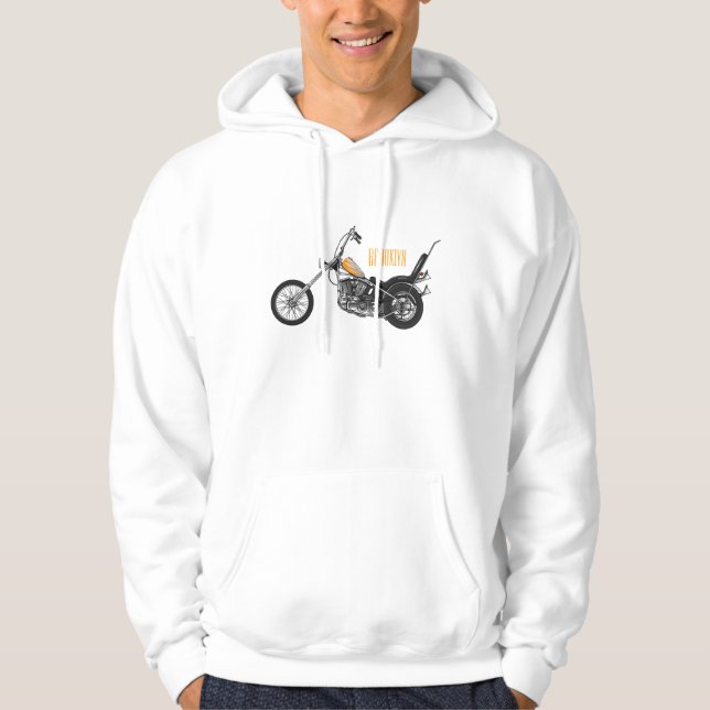 Chopper Motorcycle 1950 cartoon illustration Hoodie (Front)
