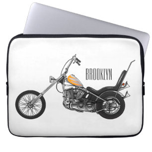 Chopper Motorcycle 1950 cartoon illustration Laptop Sleeve