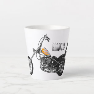 Chopper Motorcycle 1950 cartoon illustration Latte Mug