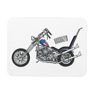 Chopper Motorcycle 1950 cartoon illustration Magnet