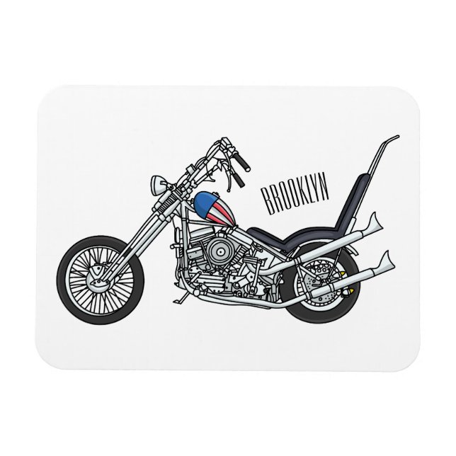 Chopper Motorcycle 1950 cartoon illustration Magnet (Horizontal)