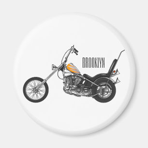 Chopper Motorcycle 1950 cartoon illustration Magnet