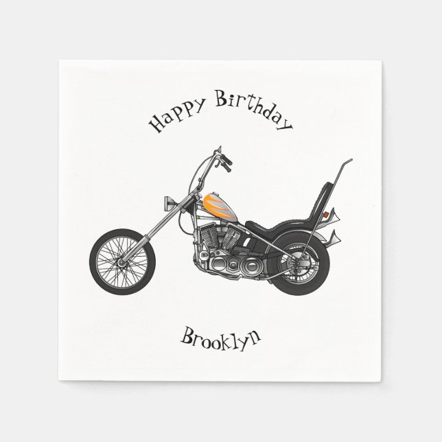 Chopper Motorcycle 1950 cartoon illustration Napkin (Front)