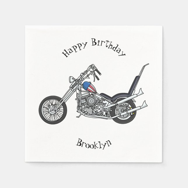 Chopper Motorcycle 1950 cartoon illustration Napkin (Front)