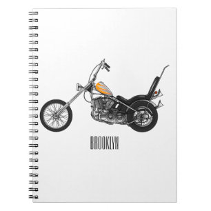 Chopper Motorcycle 1950 cartoon illustration Notebook