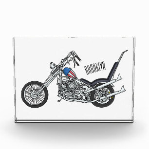 Chopper Motorcycle 1950 cartoon illustration Photo Block