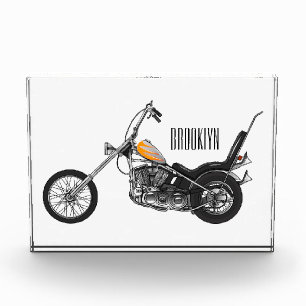 Chopper Motorcycle 1950 cartoon illustration Photo Block