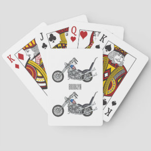 Chopper Motorcycle 1950 cartoon illustration Playing Cards