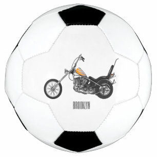 Chopper Motorcycle 1950 cartoon illustration Soccer Ball