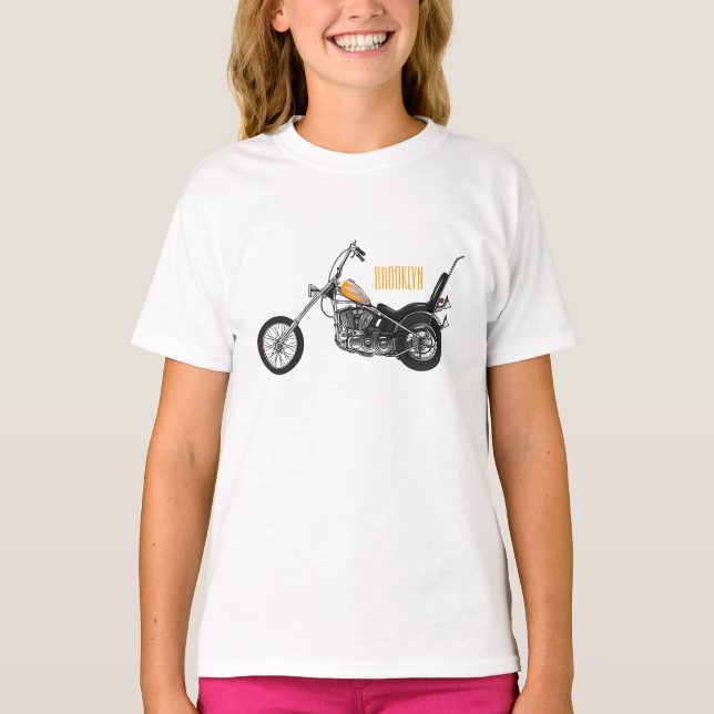 Chopper Motorcycle 1950 cartoon illustration T-Shirt (Front)