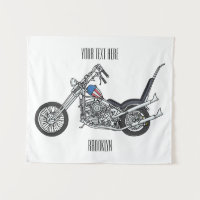 Chopper Motorcycle 1950 cartoon illustration