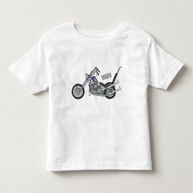 Chopper Motorcycle 1950 cartoon illustration Toddler T-Shirt (Front)