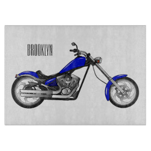 Chopper motorcycle cartoon illustration cutting board