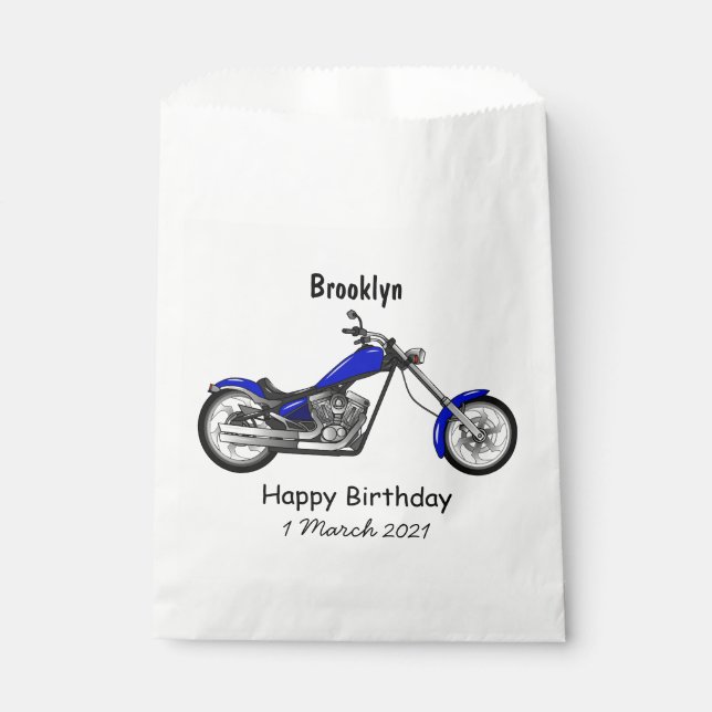 Chopper motorcycle cartoon illustration favour bag (Front)