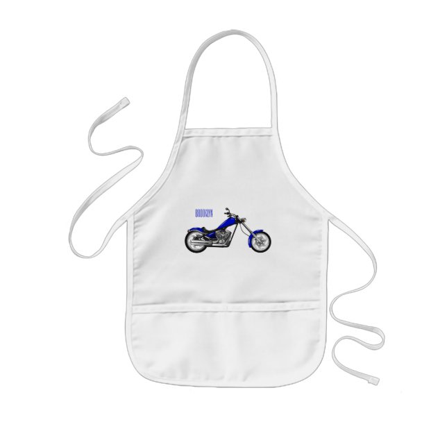 Chopper motorcycle cartoon illustration kids apron (Front)