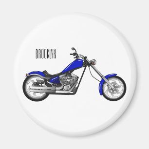 Chopper motorcycle cartoon illustration magnet