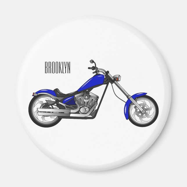 Chopper motorcycle cartoon illustration magnet (Front)