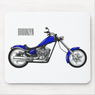 Chopper motorcycle cartoon illustration mouse pad