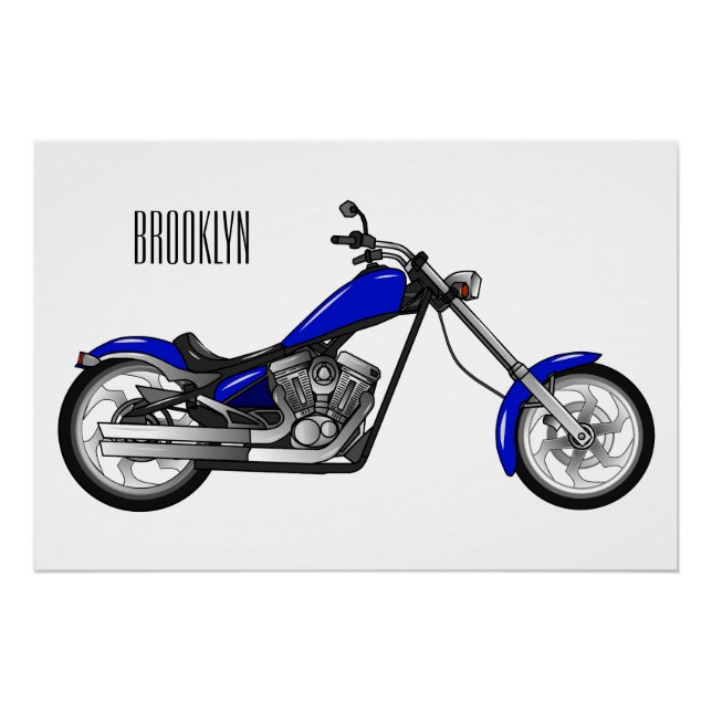 Chopper motorcycle cartoon illustration poster (Front)