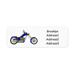 Chopper motorcycle cartoon illustration return address label