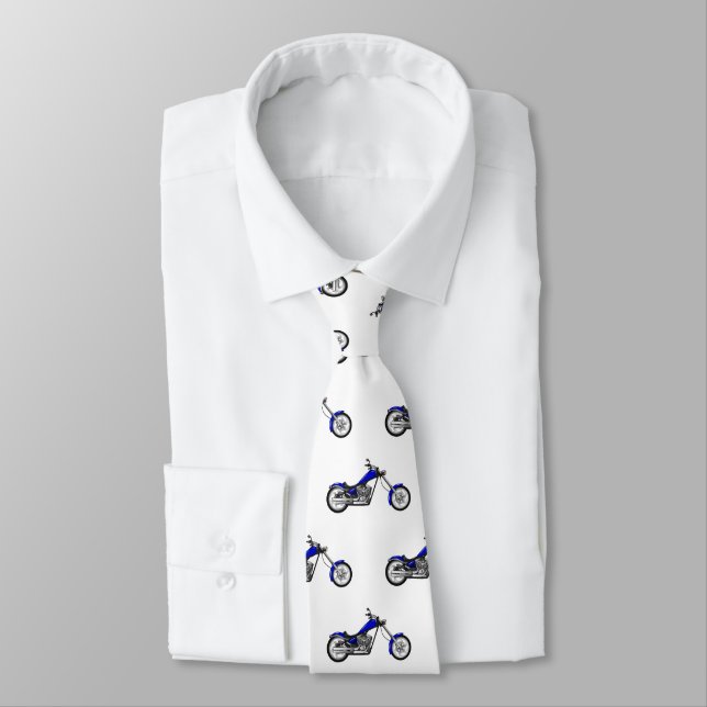 Chopper motorcycle cartoon illustration tie (Tied)