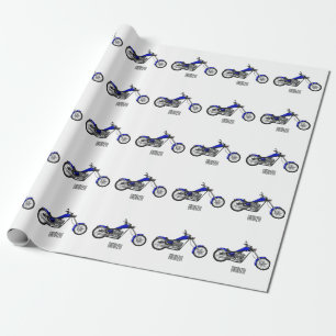 Chopper motorcycle cartoon illustration wrapping paper