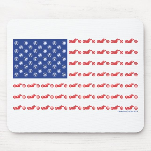 Chopper Motorcycle Patriotic Flag Mouse Pad (Front)