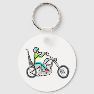 Chopper Motorcycle Stickman Key Ring