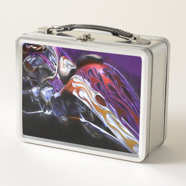 CHOPPER MOTORCYCLE TAIL OF A DRAGON METAL LUNCH BOX (Front)